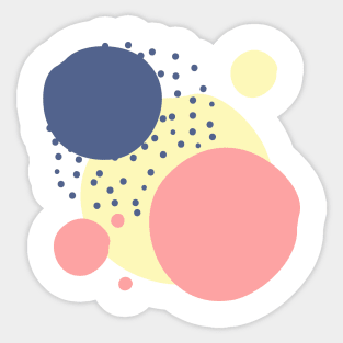 Art circles and dots pattern - yellow, pink and dark blue Sticker